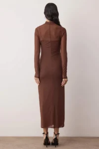 TRENDYOLMİLLA Light Brown Shiny Stoned Tulle Evening Gown Gece Graduation Dress - Image 4