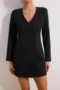 TRENDYOLMİLLA Black Short / Mini Weaving Jacket Dress - Image 3