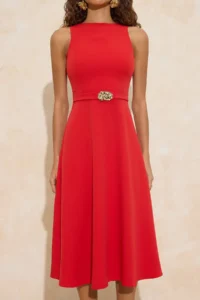 TRENDYOLMİLLA Rejection Arched Flexible Midi Weaving Dress - Image 3