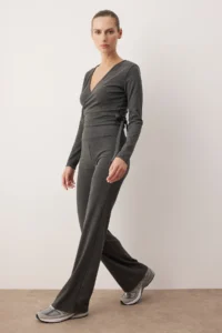 TRENDYOLMİLLA Anthracite Melanj  Knitting Bottom - Top Set