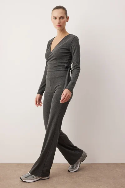 TRENDYOLMİLLA Anthracite Melanj  Knitting Bottom - Top Set