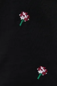 Trendyol Curve Black relaxed Floral Embroidery Detailed 100% Cotton Knitting Plus Size T-Shirt - Image 5