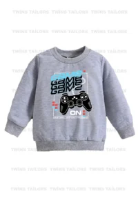 twins tailors California And Game Joystick Printed 3 Pack Unisex Gray-Brown-Beige Kids Sweatshirt - Image 6