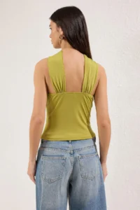 TRENDYOLMİLLA Oil Green Accessory Detailed Shirred Flexible Knitting Blouse - Image 4