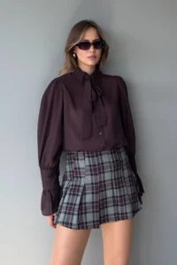 TRENDYOLMİLLA Burgundy Binding Detailed Lightly Transparent Soft Feeling Boho Shirt - Image 4
