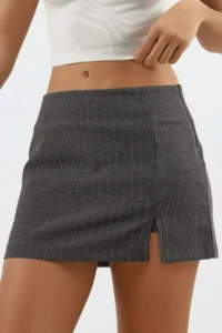Hiccup Slit Detailed Striped Mini Shorts Skirt