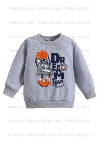 twins tailors Basketball Robot And Joystick Printed 3-Pack Unisex Grey-Sax Blue-Red Kids Sweatshirt - Image 2