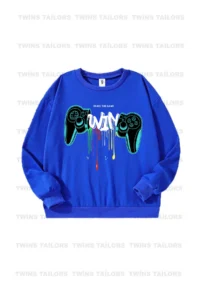 twins tailors Basketball Robot And Joystick Printed 3-Pack Unisex Grey-Sax Blue-Red Kids Sweatshirt - Image 6