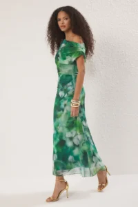 TRENDYOLMİLLA Multicolored Patterned Lined Tulle Knitting Chic Evening Gown Gece Graduation Dress - Image 2
