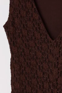TRENDYOLMİLLA Brown Lace bodycon Low-cut back Flexible Knitting Dress - Image 4