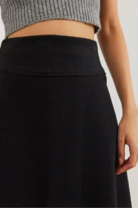 Olalook Women's Black Waist Banded Thessaloniki Bell Skirt - Image 5