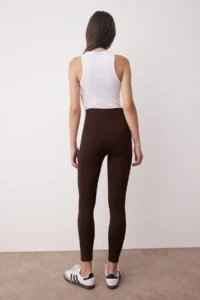 TRENDYOLMİLLA Black-Brown 2 Sets Pack interlock Fitted High Waist Knitting Leggings - Image 4