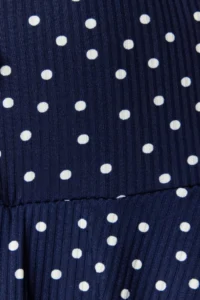 TRENDYOLMİLLA Navy Blue Polka Dot Skirt Look High Waist Mini Knitting Shorts - Image 3