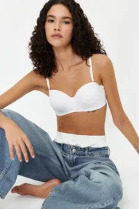 TRENDYOLMİLLA White-Nude 2 Sets Package Rope Sleeveless without filling Entire Container Strapless Knitting Bra - Image 2