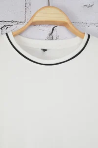 Trendyol Curve Ecru Crew Neck Biye Detailed Basic Plus Size T-Shirt - Image 6
