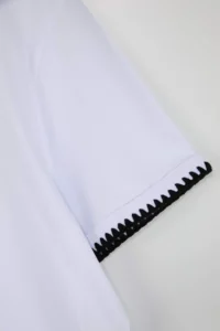 Trendyol Curve White 100% Cotton Contrast Stitching Detailed Crew Neck Knitting Plus Size T-Shirt - Image 2