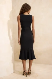 TRENDYOLMİLLA Black Lace Detailed Weaving Midi Elegant/Evening Dress - Image 4