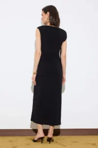 TRENDYOLMİLLA Limited Edition Black bodycon Asymmetric Yaka Sleeveless with accessories Maxi Flexible Knitting Dress - Image 4
