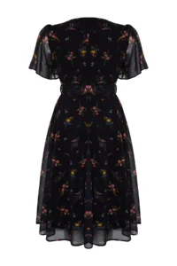 Trendyol Curve Multicolored flower patterned Siphon Double breasted Weaving Dress - Image 8