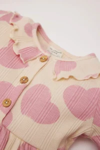 DeFacto Baby Girl Ruffle Collar Long Sleeve Ribbed Camisole Dress - Image 2