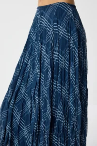 Lovelyİstanbul Patterned Wrinkle Effect Midi Chiffon Skirt  DARK BLUE - Image 6