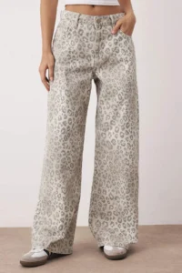 TRENDYOLMİLLA Multicolored Regular Waist Plaid Patterned Wide Leg Wide Leg 100% Cotton Non-Stretch jeans - Image 3