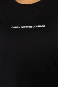 Trendyol Curve Black relaxed Fit Slogan Printed Crew Neck 100% Cotton Knitting Plus Size T-Shirt - Image 3
