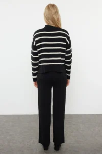 TRENDYOLMİLLA Black Striped Knitwear Pantolonlu Top and Bottom Set - Image 5
