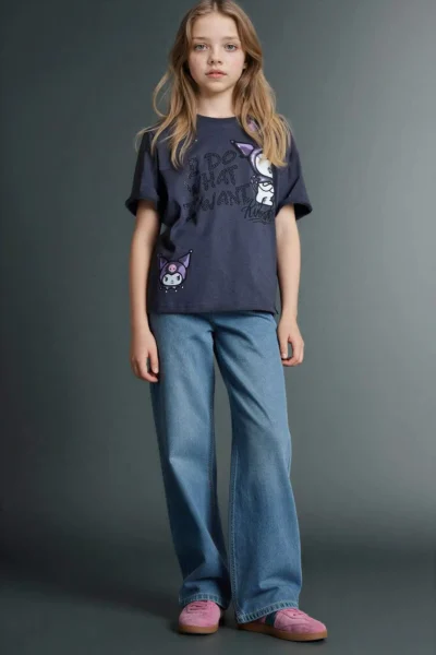 DeFacto Straight Wide Wide Leg Jean Trousers Girl
