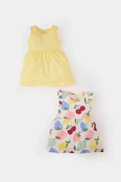 DeFacto Baby Girl Patterned Short Sleeve 2-Piece Summer Dress C0071a525sm