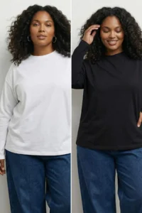 Trendyol Curve Black-White 2 Sets Package 100% single jersey Oversized/Wide Cut Knitting T-Shirt