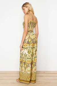 TRENDYOLMiLLA Ethnic Patterned Patterned Weaving Gipelli Strapless Blouse Pants Beach Set - Image 6