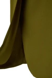TRENDYOLMİLLA Oil Green A Cut Waist Low-cut and Accessory Detailed Maxi Weaving Crepe Dress - Image 3