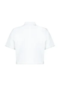 TRENDYOLMİLLA Ecru Short Sleeve Crop Lace Cupra Material Weaving Shirt - Image 8