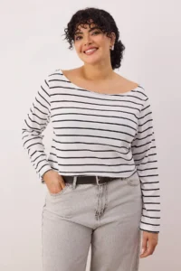 Trendyol Curve Multicolored 2 Sets Paket 100% Cotton Asymmetric Boat Neck Crop Knitting T-Shirt - Image 5