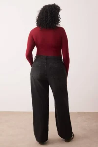 Trendyol Curve Anthracite High Waist Wide Leg/Wide Leg comfort/Middle Flexible plus size jeans - Image 4