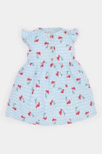 DeFacto Basic Plain Short Sleeve Flared Poplin Summer Dress for Baby Girl - Image 3