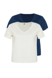 Trendyol Curve Multicolored 2 Sets Paket Basic Knitting Plus Size T-Shirt - Image 8