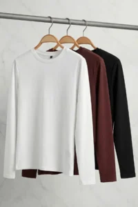 Trendyol Curve Black-White-Brown 3 Sets Paket Normal Pattern Basic Crew Neck Knitting T-Shirt - Image 8