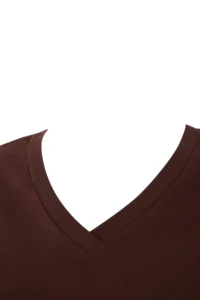 Trendyol Curve Brown Regular Fit V-neck Plus Size T-Shirt - Image 4