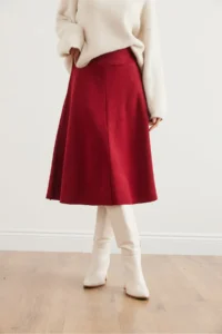 Olalook Women's Burgundy Waist Banded Thessaloniki Bell Skirt - Image 4