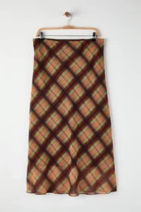 Trendyol Curve Multicolored Siphon Midi Plaid/Checkered Weaving Plus Size Skirt - Image 5