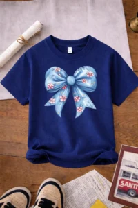 twins tailors Teddy Bear and Bow Printed 3-Pack Red-White-Navy Blue Girls' T-Shirt - Image 2