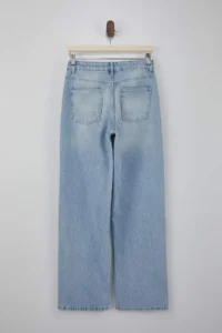 TRENDYOLMİLLA Mavi Flowy Regular Waist 100% Cotton LONG Size Wide Leg jeans - Image 6
