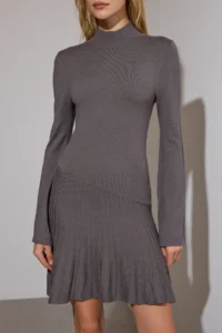 TRENDYOLMİLLA Anthracite Premium Yarn/Special Yarn Short / Mini Knit Dress - Image 7