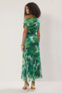 TRENDYOLMİLLA Multicolored Patterned Lined Tulle Knitting Chic Evening Gown Gece Graduation Dress - Image 4