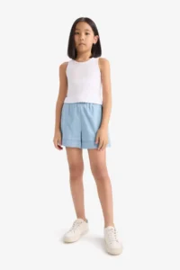 DeFacto Elastic Waist Jeans Shorts Girls' - Image 3