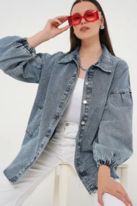 Bigdart 0662 DENIM Balloon Kollu jeans Jacket - Blue