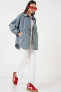 Bigdart 0662 DENIM Balloon Kollu jeans Jacket - Blue - Image 2