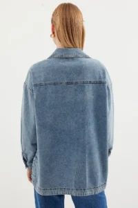 Bigdart 0694 double pocket Oversized DENIM Jacket - Ice Blue - Image 6